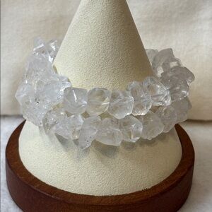 Genuine Herkimer Diamond Chip Chunk Stretch Bracelet